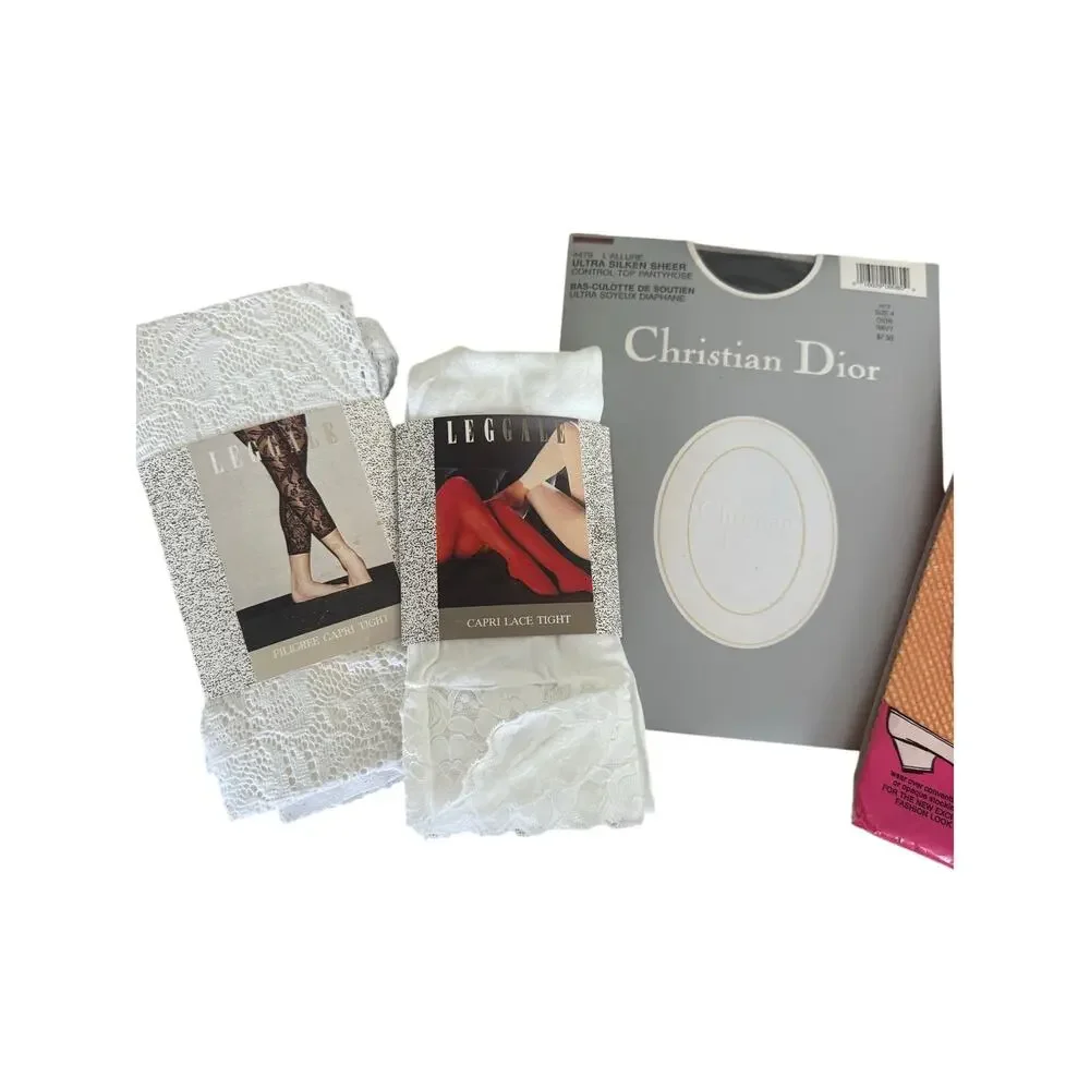 Vintage Designer Hosiery Lot Christian Dior, HUE, Leggale Deadstock Tights
